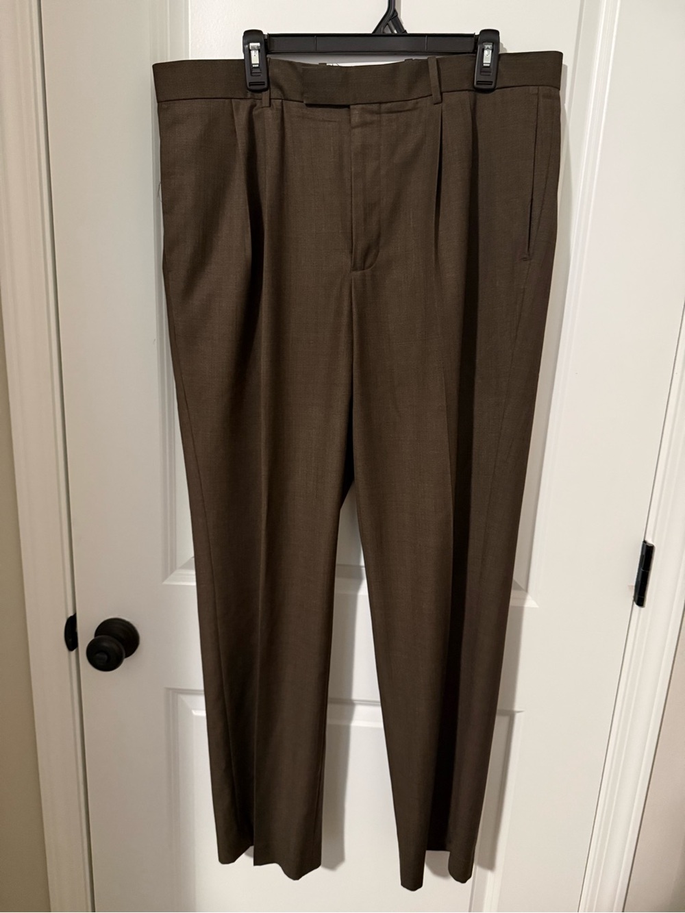 Perry Ellis Portfolio Brown Pleated Dress Pants Mens Size 36/32